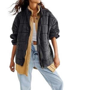 Free People Quilted Dolman Jacket Tencel Distressed Oversized Small